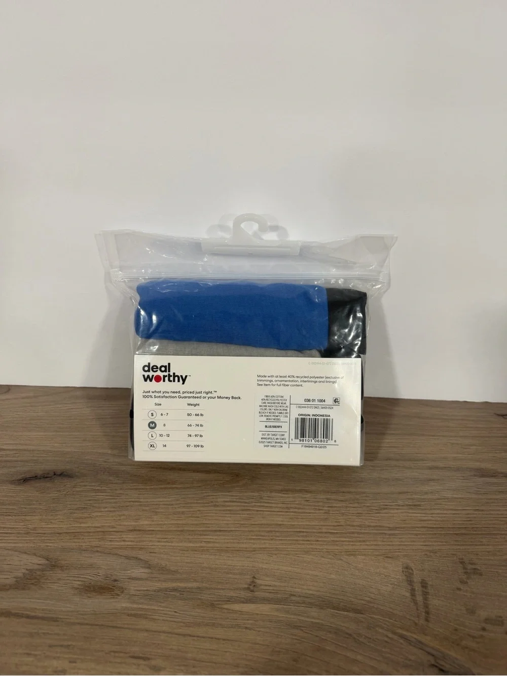 3-Pack Boys Boxer Briefs - Blue, Gray, Black - M